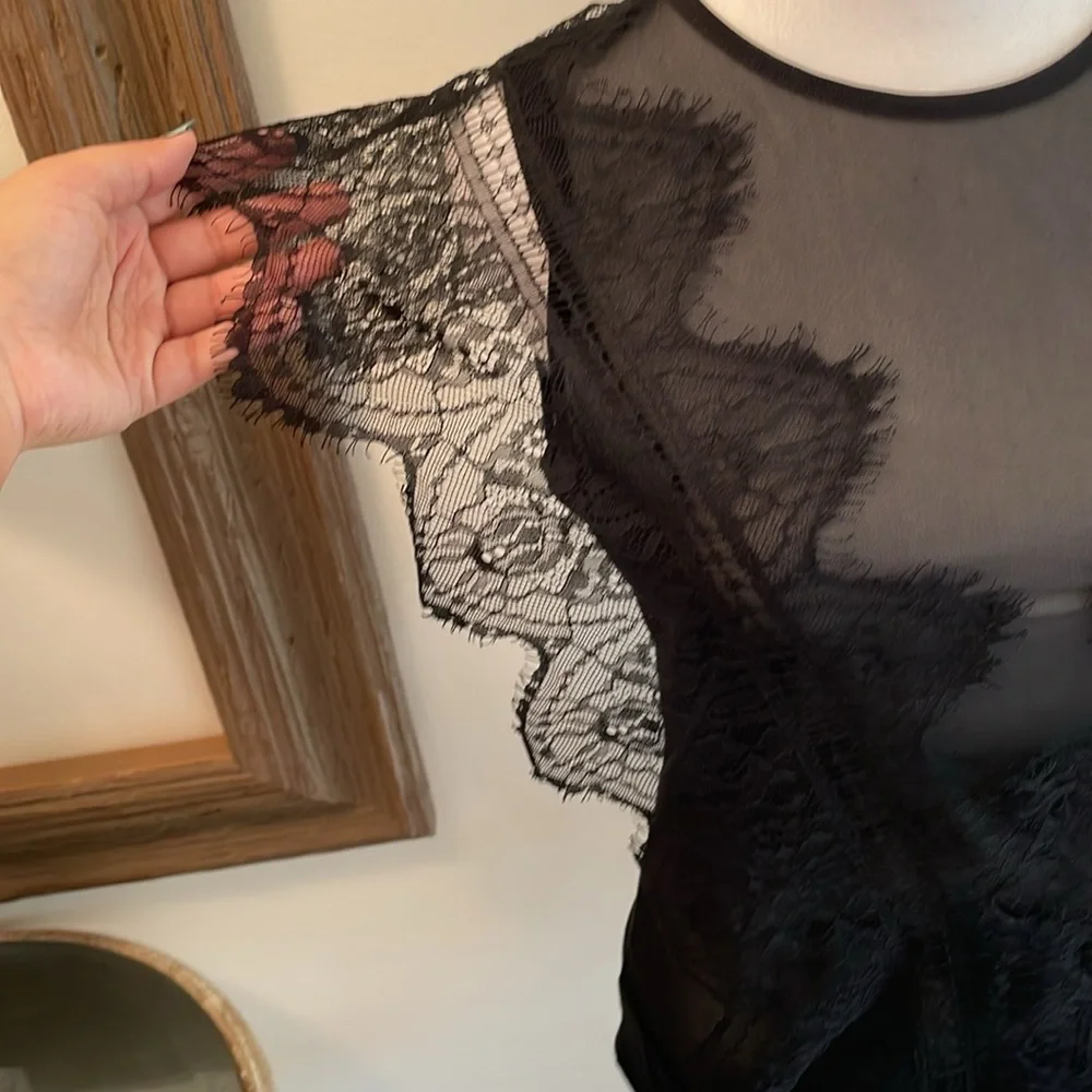 Black Mesh Lace Bodysuit -Zara - Picture 2 of 7